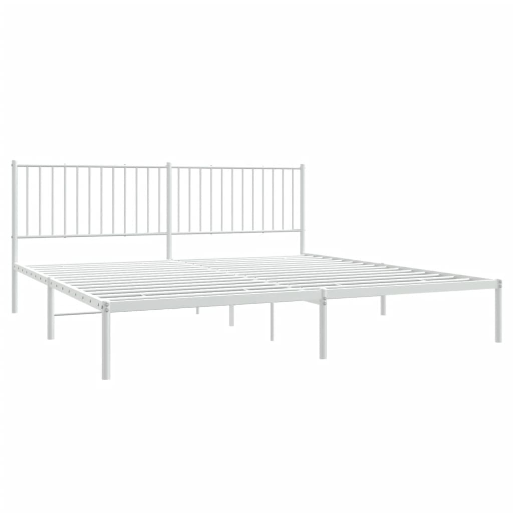vidaXL Bedframe met hoofdbord metaal wit 200x200 cm afbeelding
