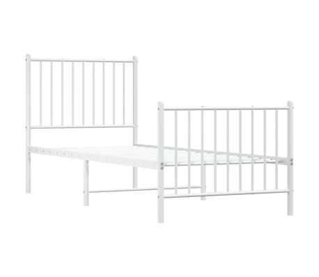 vidaXL Cadre de lit m&eacute;tal sans matelas avec pied de lit blanc 75x190cm