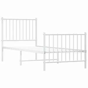 vidaXL Cadre de lit m&eacute;tal sans matelas avec pied de lit blanc 75x190cm