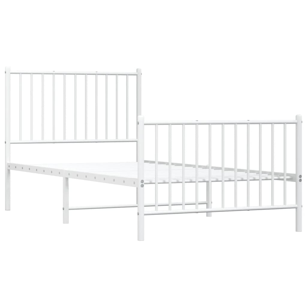 vidaXL Bedframe met hoofd- en voeteneinde metaal wit 90x190 cm afbeelding
