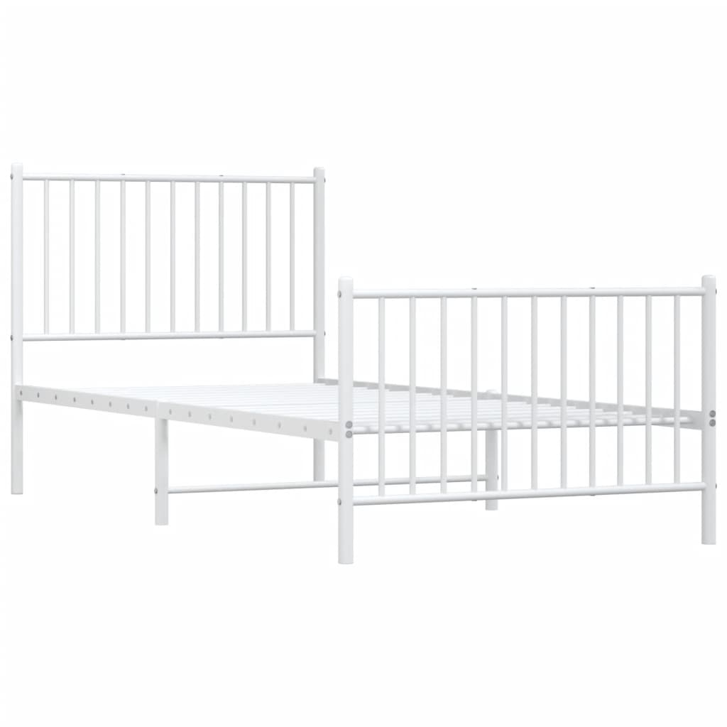 vidaXL fehér fém ágykeret fej- és lábtámlával 90x200 cm