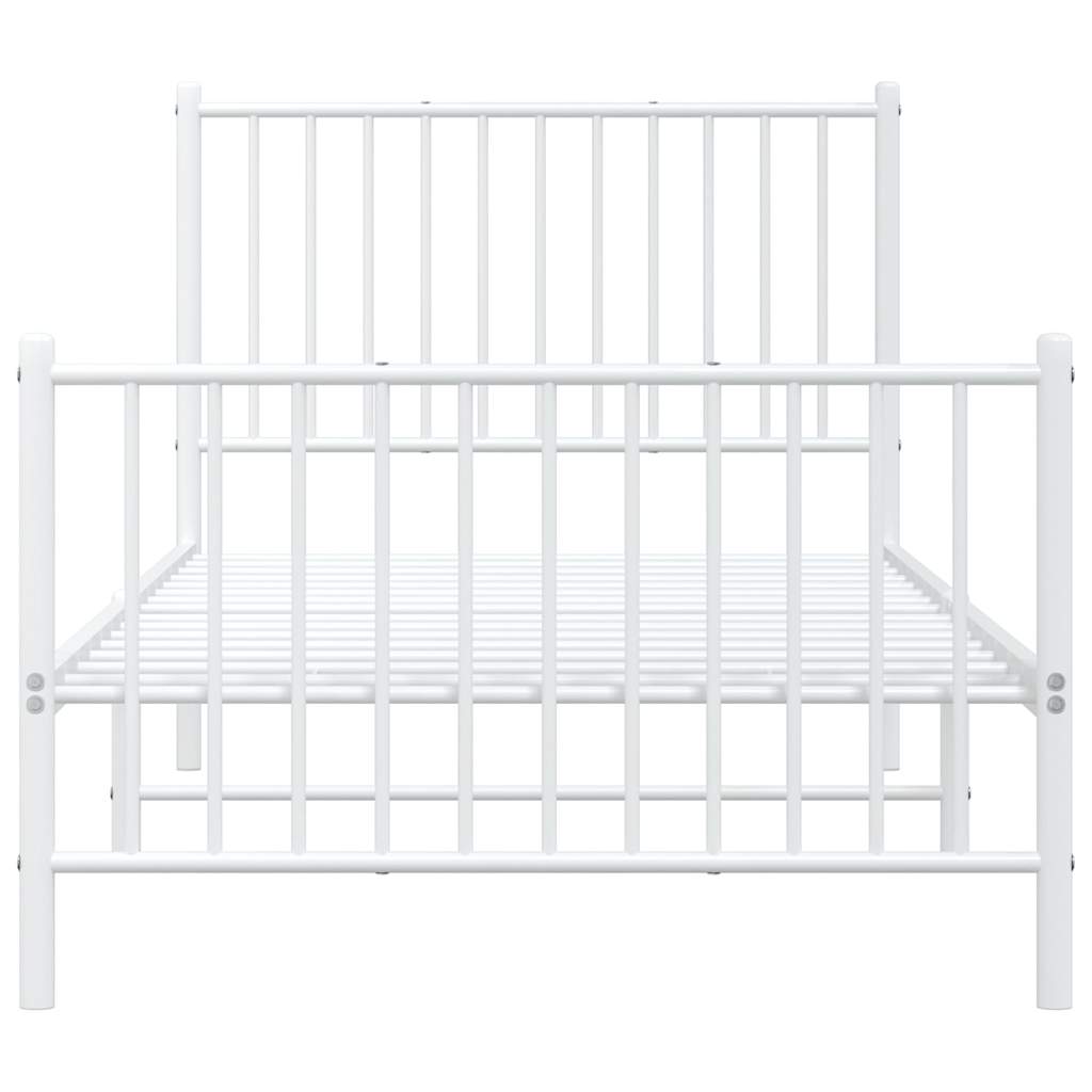vidaXL Bedframe met hoofd- en voeteneinde metaal wit 90x200 cm, foto 4