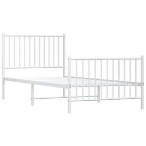 Kovový rám postele s hlavovým a nožním čelem bílý 90 x 200 cm - obrázek 3