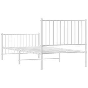 Kovový rám postele s hlavovým a nožním čelem bílý 90 x 200 cm - obrázek 7
