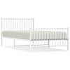 vidaXL metallist voodiraam peatsi ja jalutsiga, valge, 107x203 cm