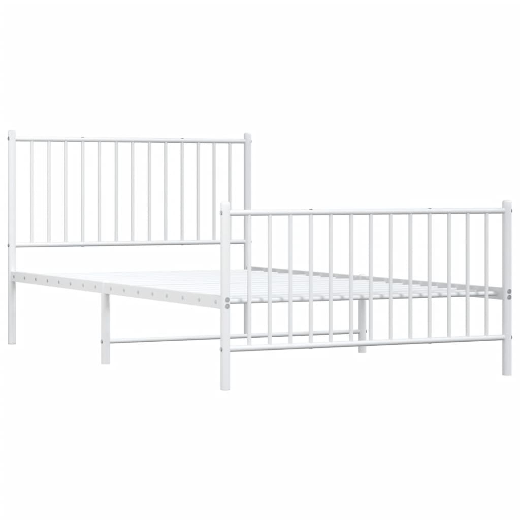vidaXL Bedframe met hoofd- en voeteneinde metaal wit 107x203 cm, foto 2