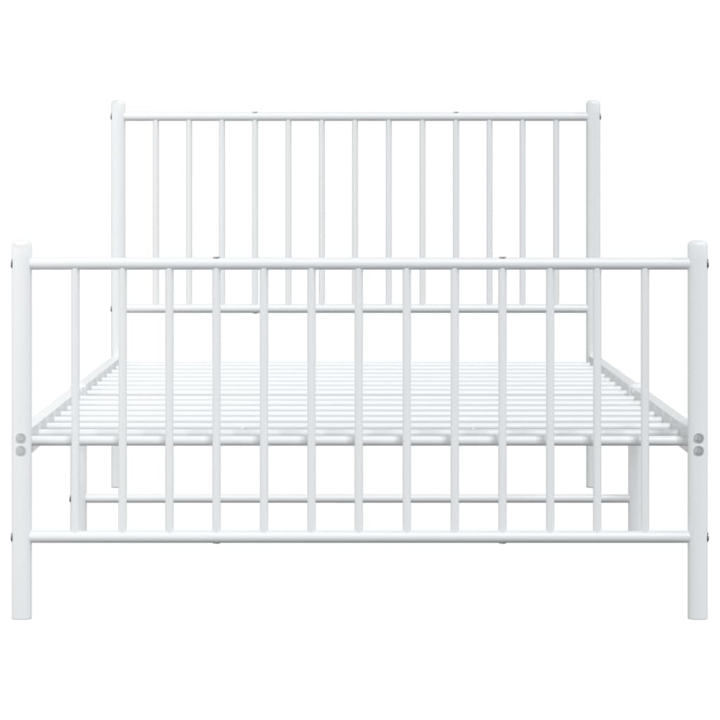 vidaXL Bedframe met hoofd- en voeteneinde metaal wit 107x203 cm, foto 4