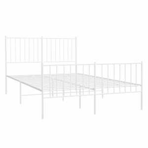 Kovový rám postele s hlavovým a nožním čelem bílý 120 x 200 cm - obrázek 3