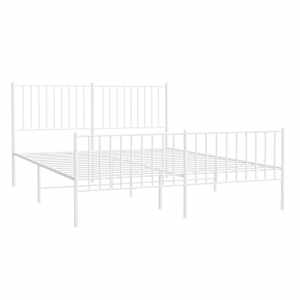 Kovový rám postele s hlavovým a nožním čelem bílý 150 x 200 cm - obrázek 4
