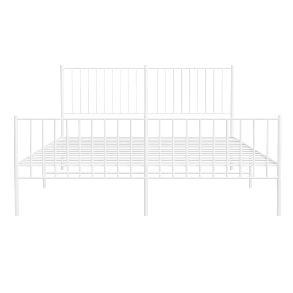 vidaXL Bedframe met hoofd- en voeteneinde metaal wit 160x200 cm, foto 4