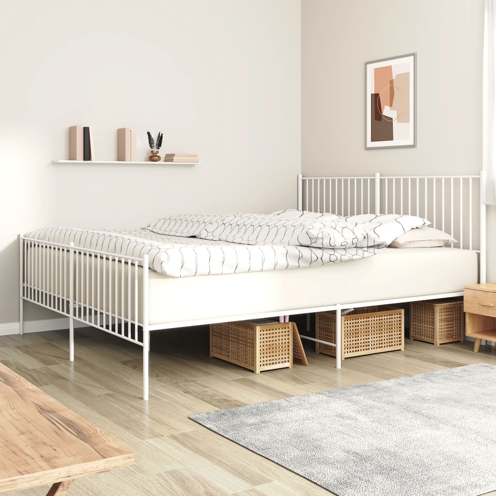 vidaXL Estructura metal cabecero y blanco 150x200 cm - Bechester - Reinventando experiencia de comprar muebles
