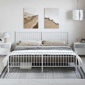 Kovinski posteljni okvir z vzglavjem in vznožjem bel 193x203 cm