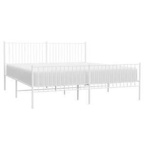 Kovový rám postele s hlavovým a nožním čelem bílý 200 x 200 cm - obrázek 4