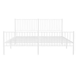 Kovový rám postele s hlavovým a nožním čelem bílý 200 x 200 cm - obrázek 5