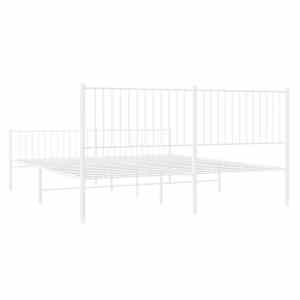 Kovový rám postele s hlavovým a nožním čelem bílý 200 x 200 cm - obrázek 7