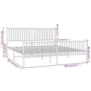 Kovový rám postele s hlavovým a nožním čelem bílý 200 x 200 cm - obrázek 9