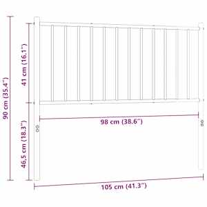 Kovové náhradní čelo postele bílé 100 cm - obrázek 8