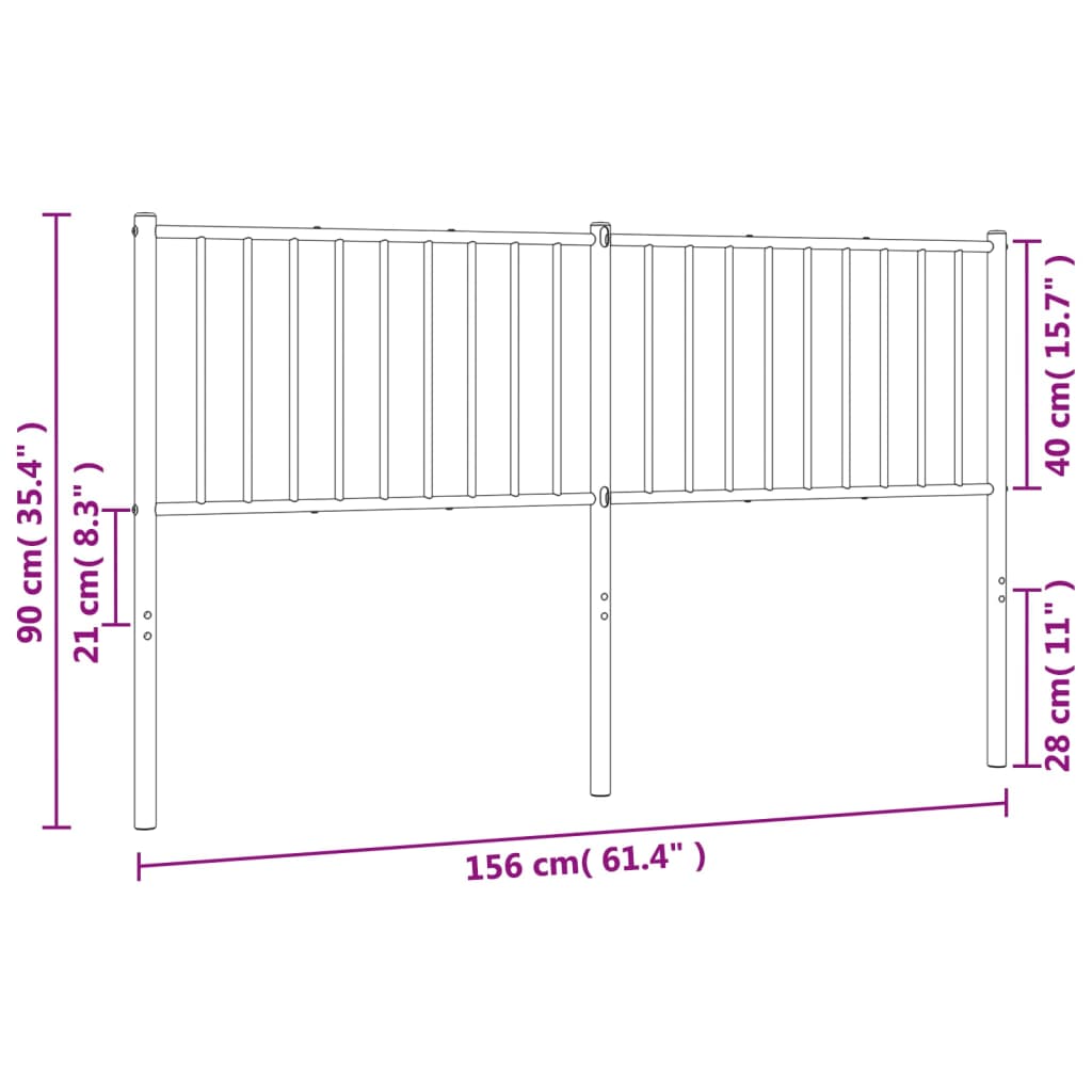 fehér fém fejtámla 150 cm