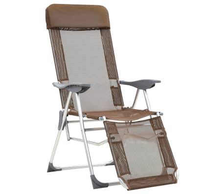 vidaXL Klappbare Liegest&uuml;hle mit Fu&szlig;teil 2 Stk. Braun Textilene