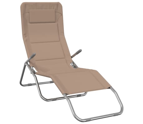 vidaXL Folding Sun Loungers 2 pcs Taupe Textilene&Powder-coated Steel