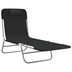 vidaXL Sonnenliegen Klappbar 2 Stk. Schwarz Textilene und Stahl