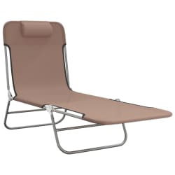 vidaXL Espregui&ccedil;adeiras dobr&aacute;veis 2 pcs textilene e a&ccedil;o castanho