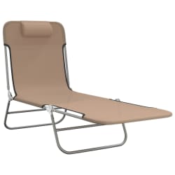 vidaXL Sonnenliegen Klappbar 2 Stk. Taupe Textilene und Stahl