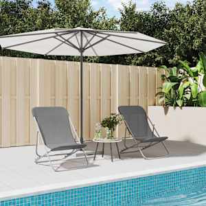 Zložljiv stol za plažo 2 kosa siv textilene in jeklo