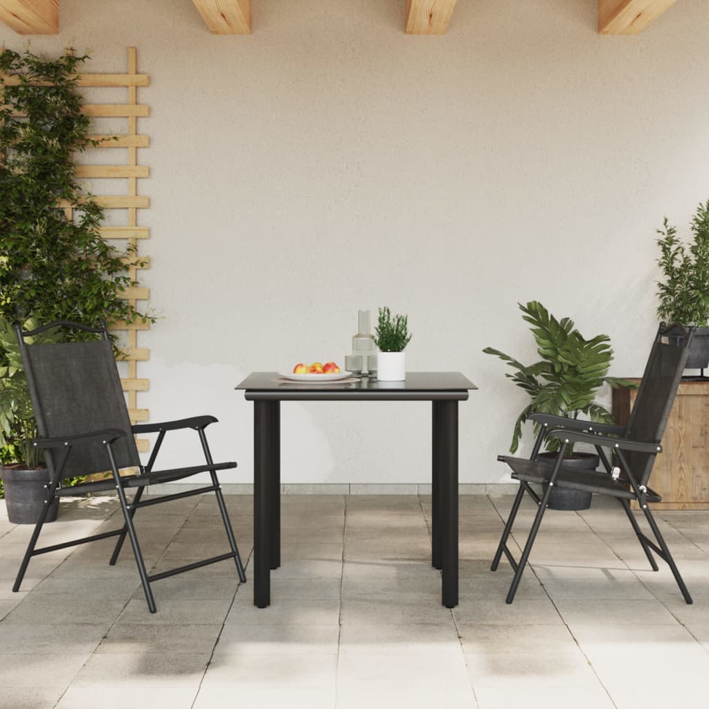 vidaXL Tuinstoelen 2 st inklapbaar staal en textileen gemêleerd grijs afbeelding