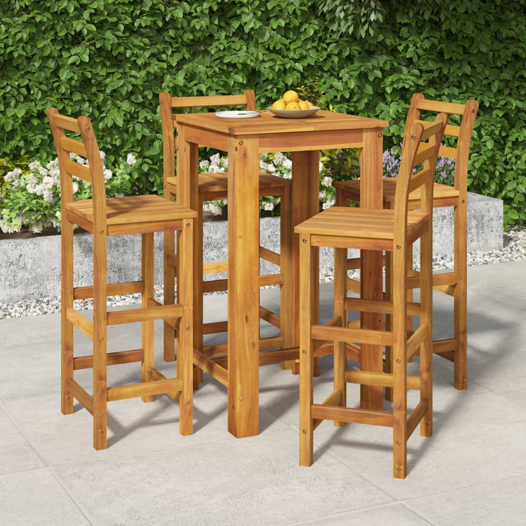 vida XL 5-tlg. Garten-Essgruppe Massivholz Akazie