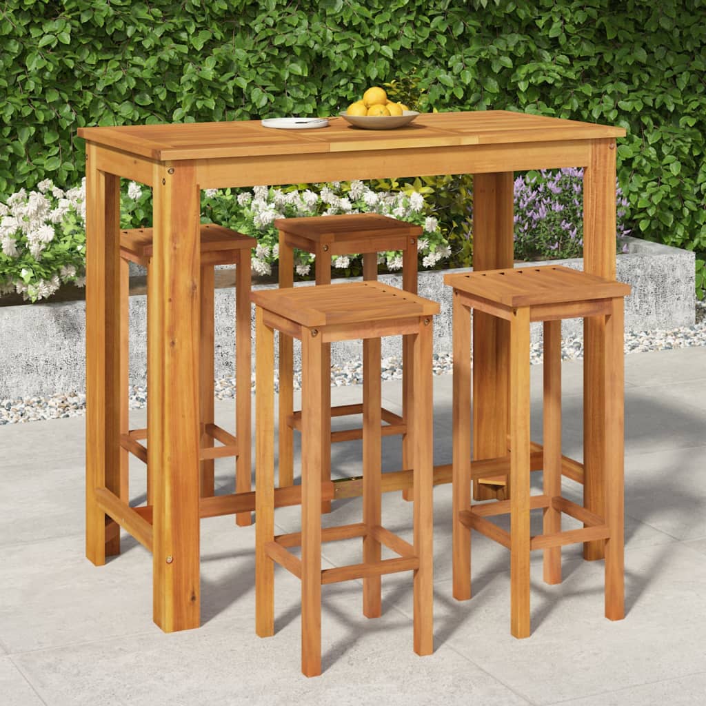vida XL 5-tlg. Garten-Essgruppe Massivholz Akazie