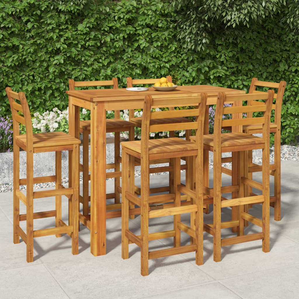 vida XL 7-tlg. Garten-Essgruppe Massivholz Akazie