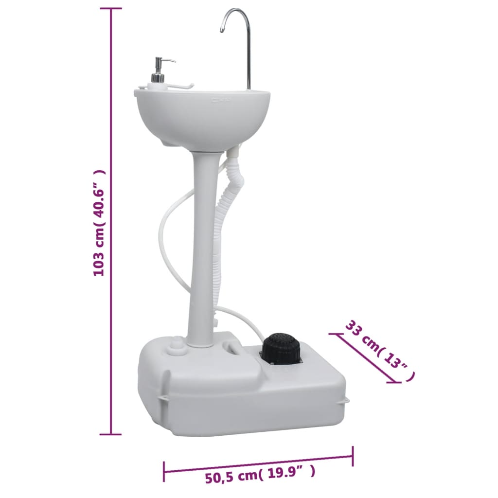 Set Toilette Portatile Campeggio Supporto Lavamani Tanica Acqua VidaXL 20 width=274