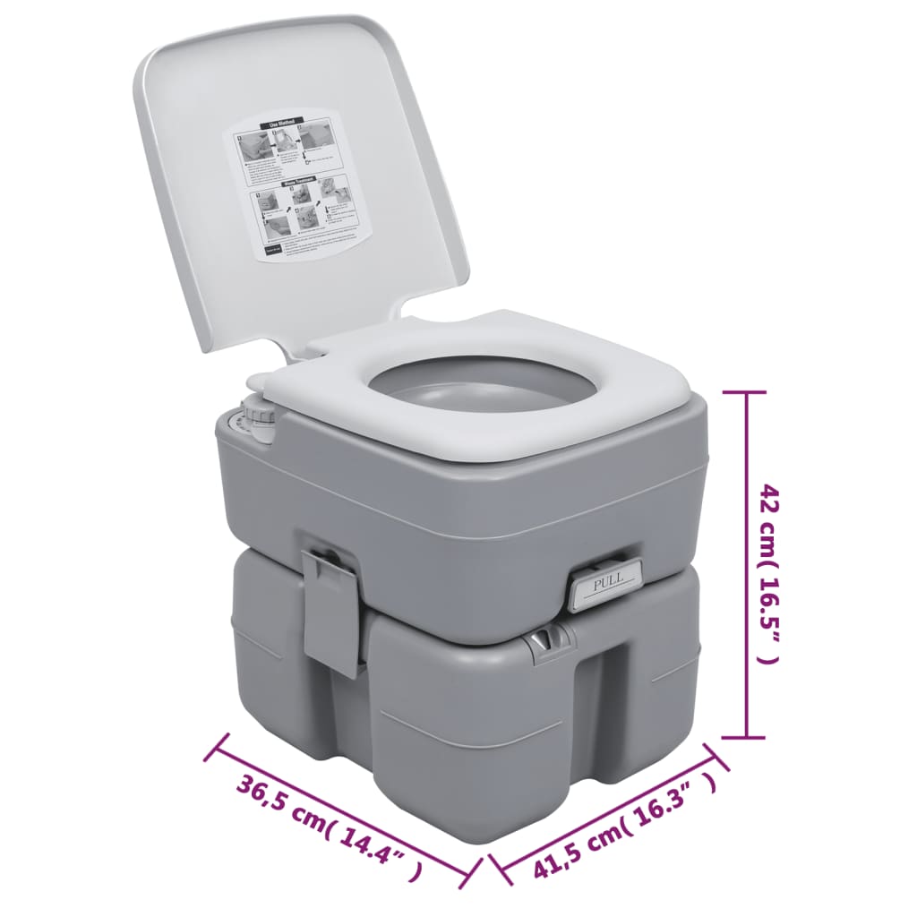 Hordozható kemping-WC és -kézmosóállvány víztartállyal 