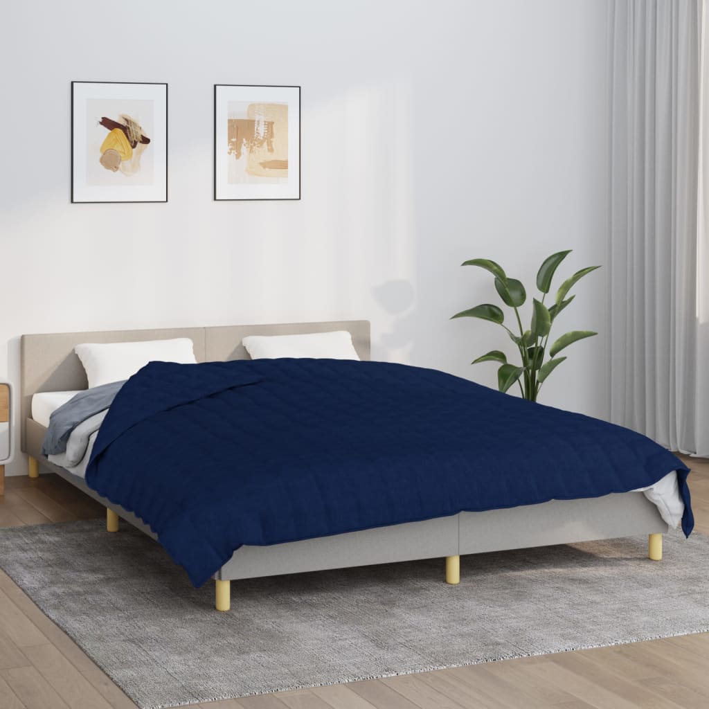vidaXL tyngdetæppe 220x230 cm 15 kg stof blå
