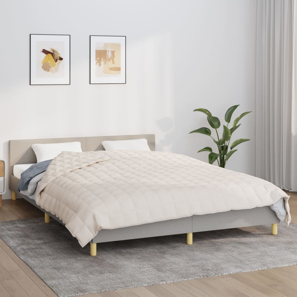 vidaXL tyngdetæppe 220x230 cm 11 kg stof lys cremefarve