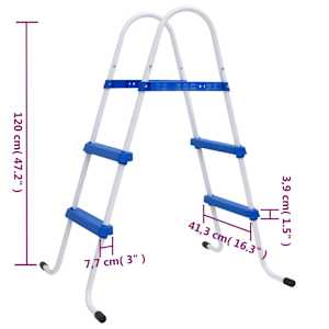 Bazénový žebřík modrý a bílý 84 cm ocel - obrázek 5