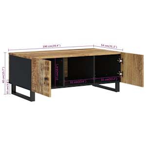 Konferenční stolek 100x54x40 cm masivní mangovník a kompozit - obrázek 10