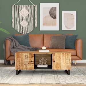 Klubska mizica 100x54x40 cm trden mangov les in inženirski les