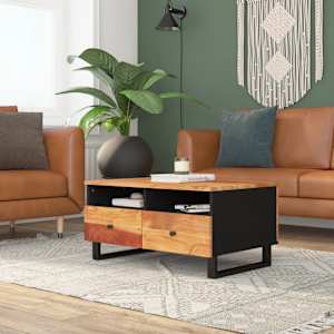 vidaXL Mesa de centro madera maciza acacia y contrachapada 80x54x40 cm