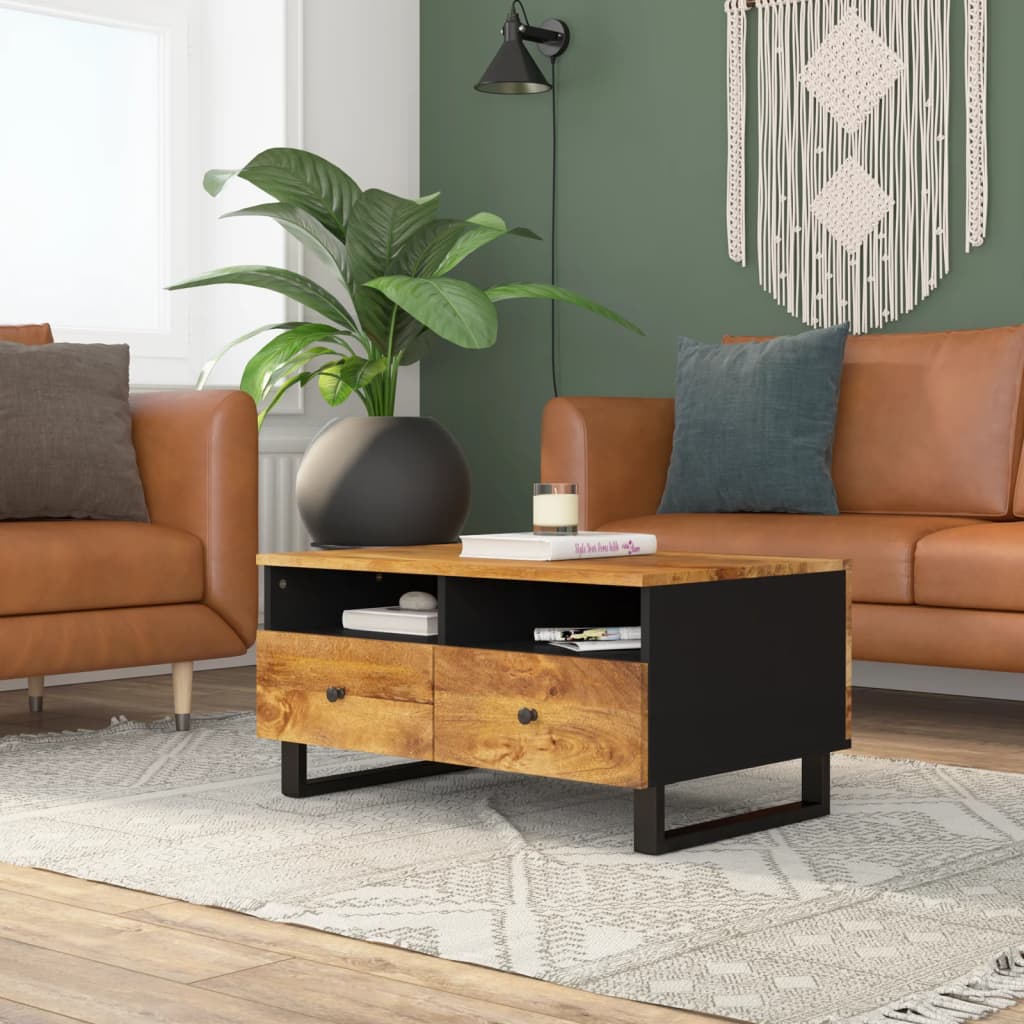 vidaXL tömör mangófa és szerelt fa dohányzóasztal 80 x 54 x 40 cm