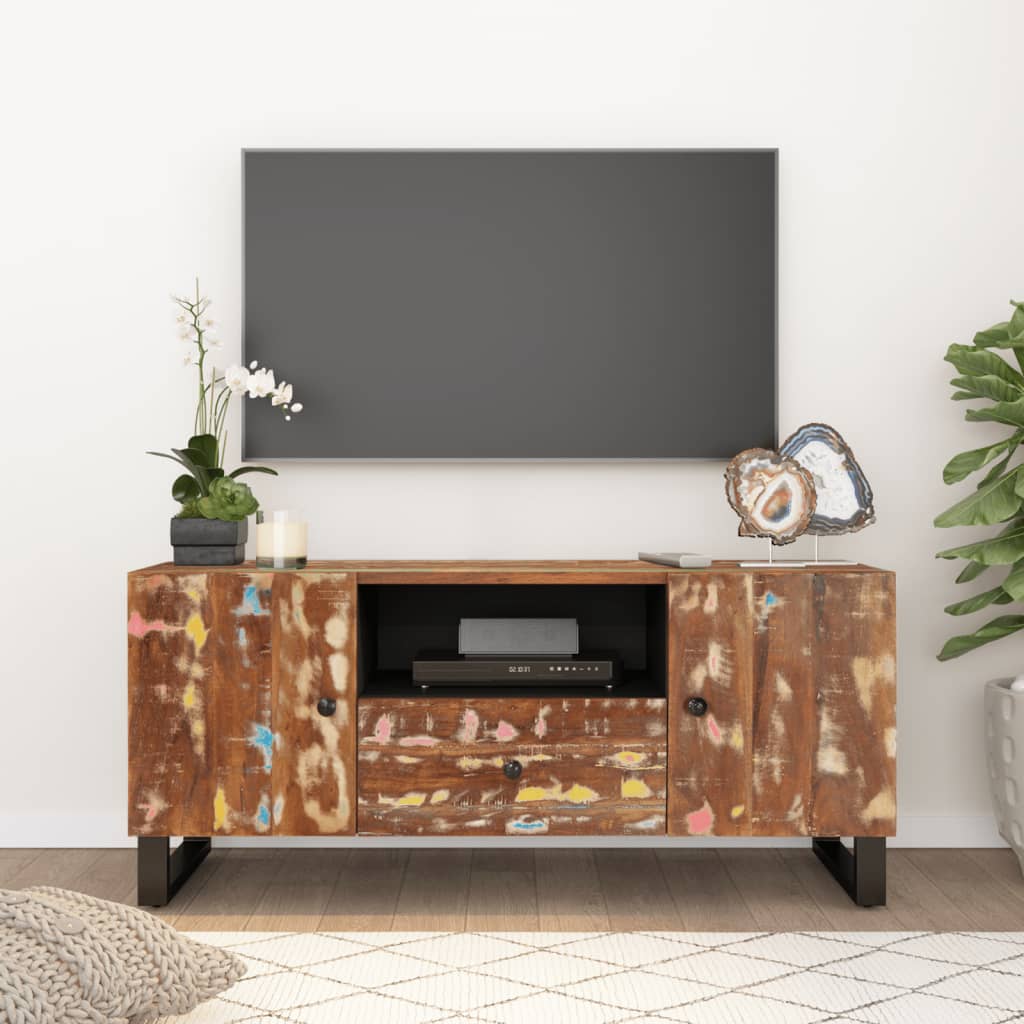 Meuble TV 105x33,5x46 cm bois de récupération et d'ingénierie