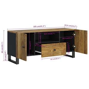 TV stolek 105 x 33,5 x 46 cm masivní mangovník a kompozit - obrázek 9
