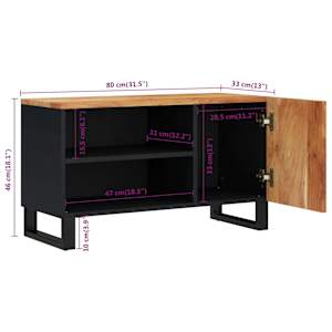 TV skříňka 80 x 33 x 46 cm masivní akácie a kompozitní dřevo - obrázek 9