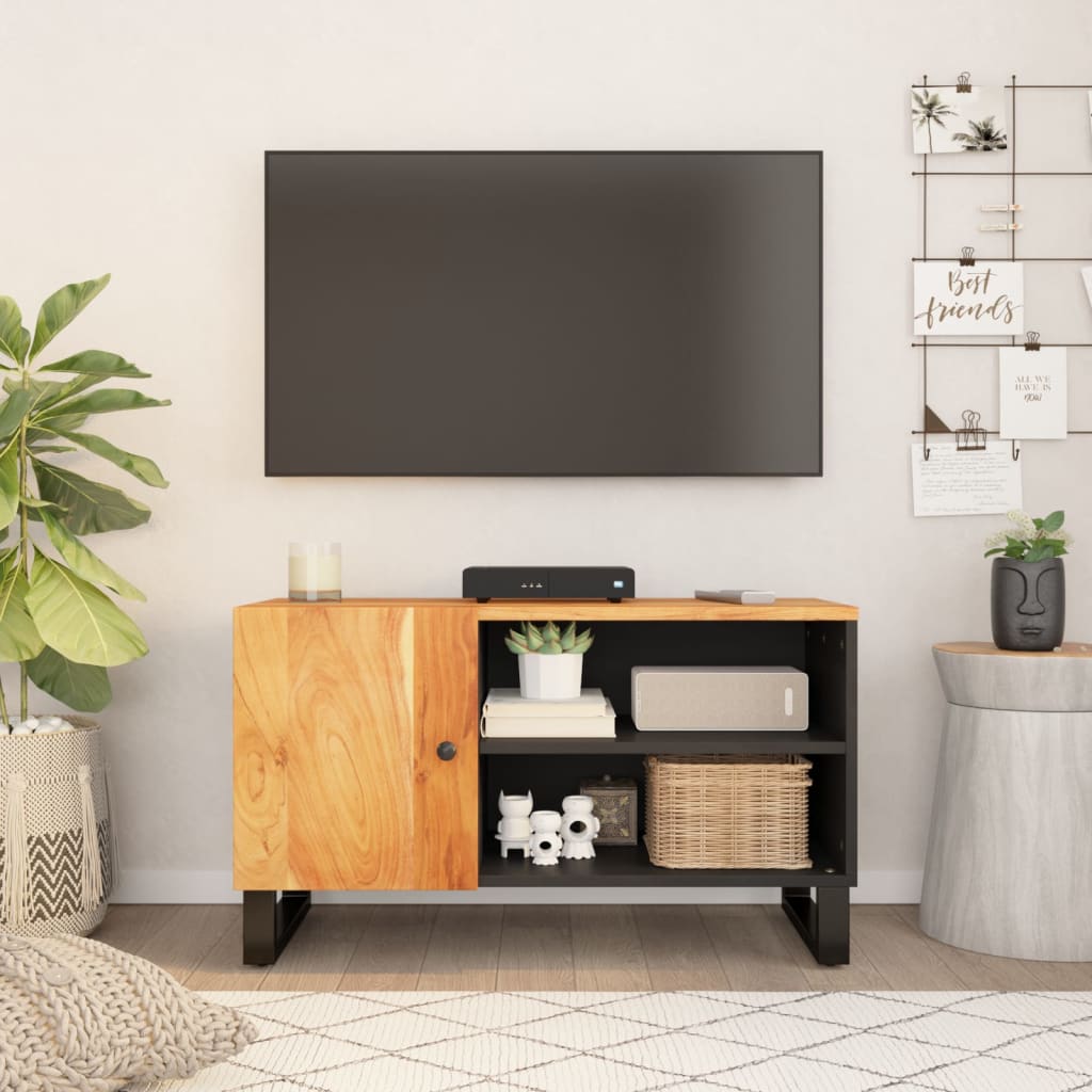 vidaXL Dulap TV, 80x33x46 cm, lemn masiv de acacia&lemn prelucrat