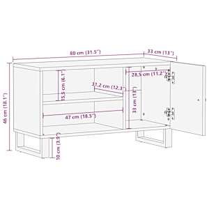 TV skříňka 80x33x46 cm masivní recyklované a kompozitní dřevo - obrázek 11