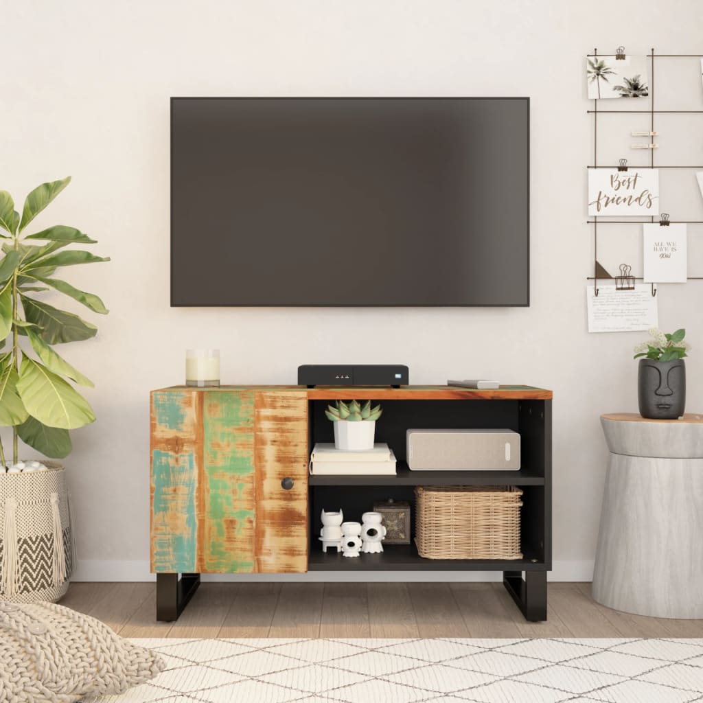 vidaXL Dulap TV, 80x33x46 cm, lemn masiv reciclat&lemn prelucrat
