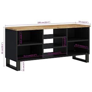 TV stolek 100 x 33 x 46 cm masivní mangovník a kompozitní dřevo - obrázek 8