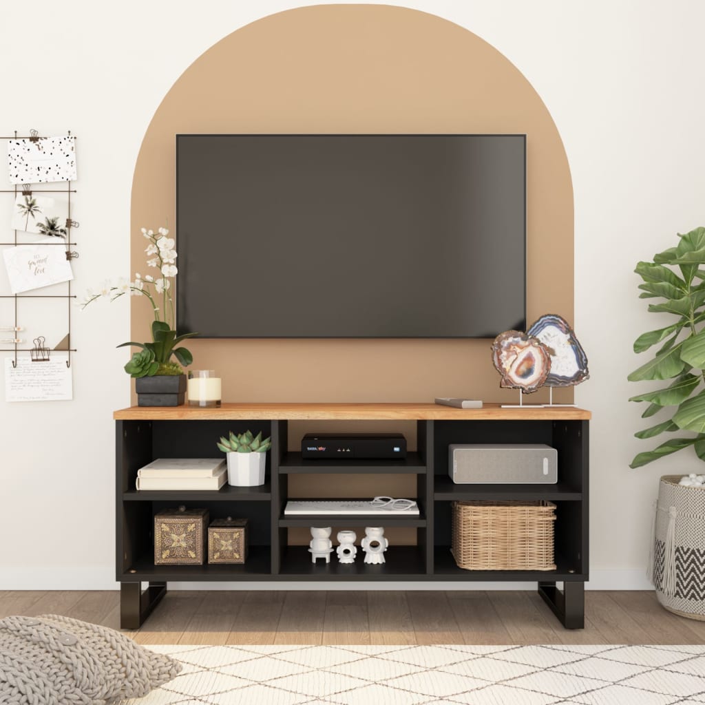 vidaXL Dulap TV, 100x33x46 cm, lemn masiv de acacia&lemn prelucrat