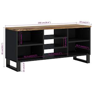 TV stolek 100 x 33 x 46 cm masivní mangovník a kompozitní dřevo - obrázek 8
